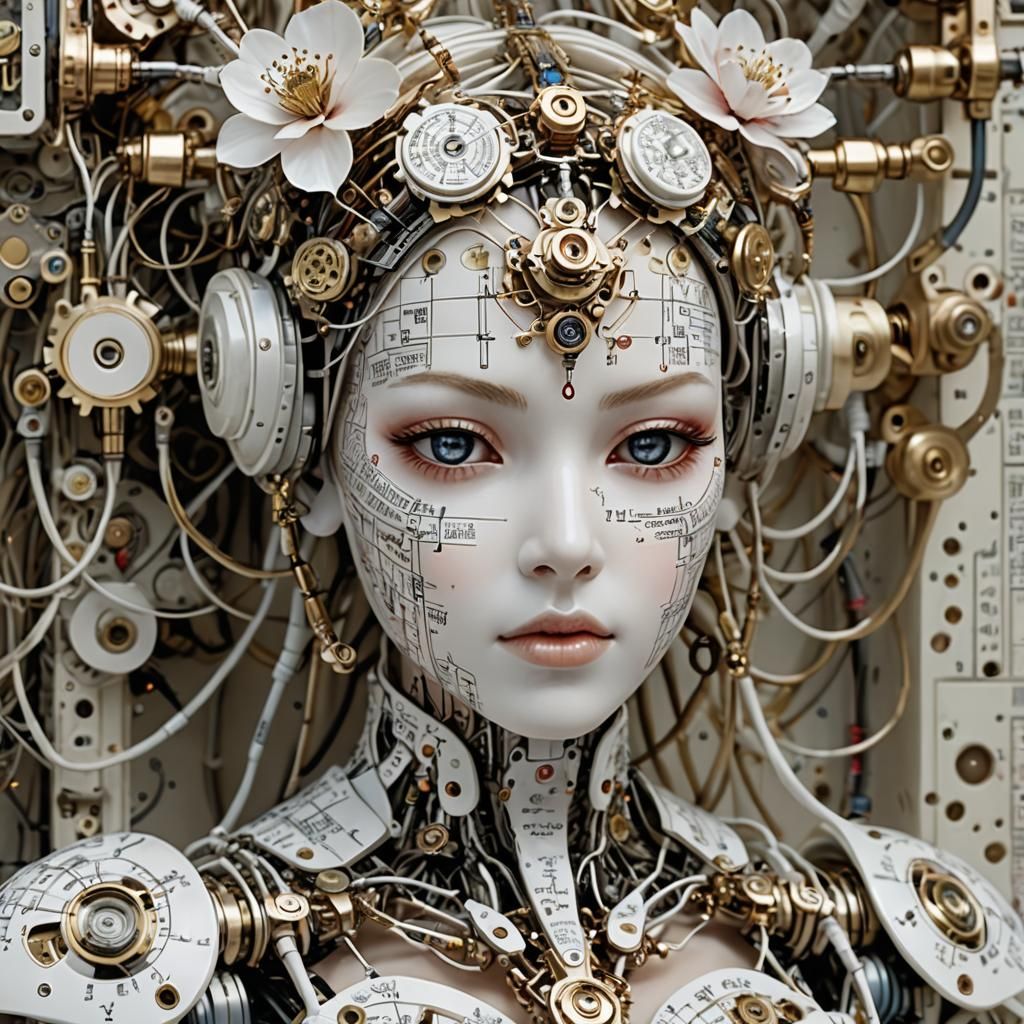 Tech Priestess: Porcelain-Faced Cyborg Princess