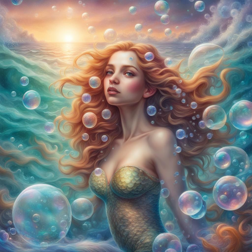 Cosmic Mermaid Emerges from Waves in Holographic Illustratio...