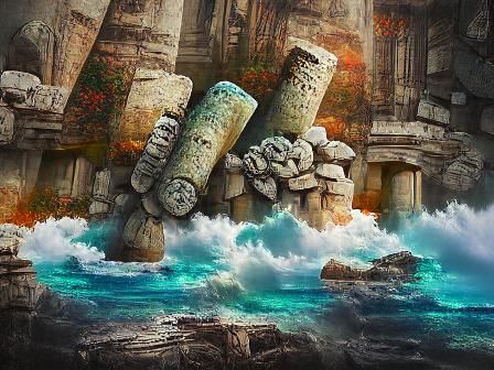 Sea Rock Ruins: An 8K Detailed Painting