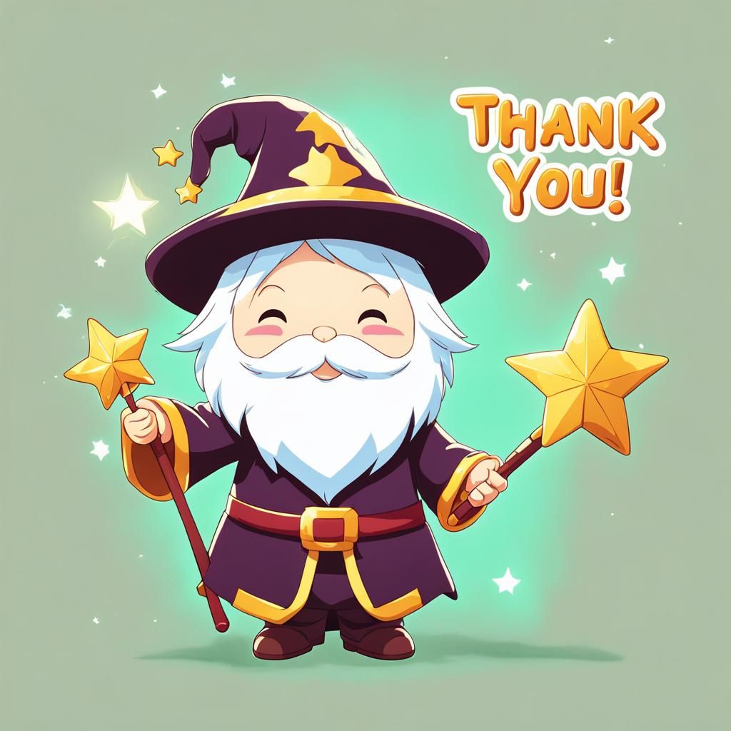 Cute Wizard Says Thank You in Anime Style