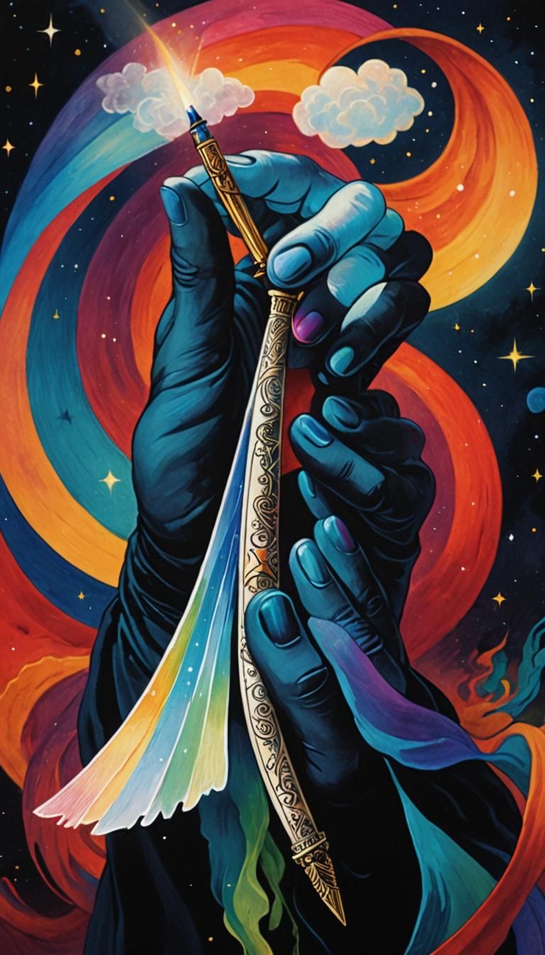Mystical Surrealism: Tarot Reader's Rainbow Pen