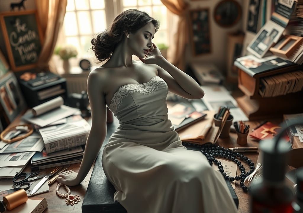 Mixed-Media Collage of Fashion Model in Pop Art Style