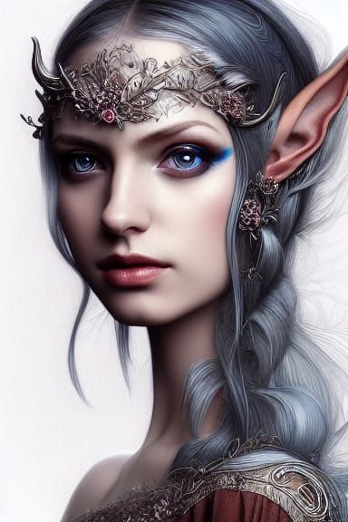 Seductive Elf Woman in Hyper-Realistic Digital Art