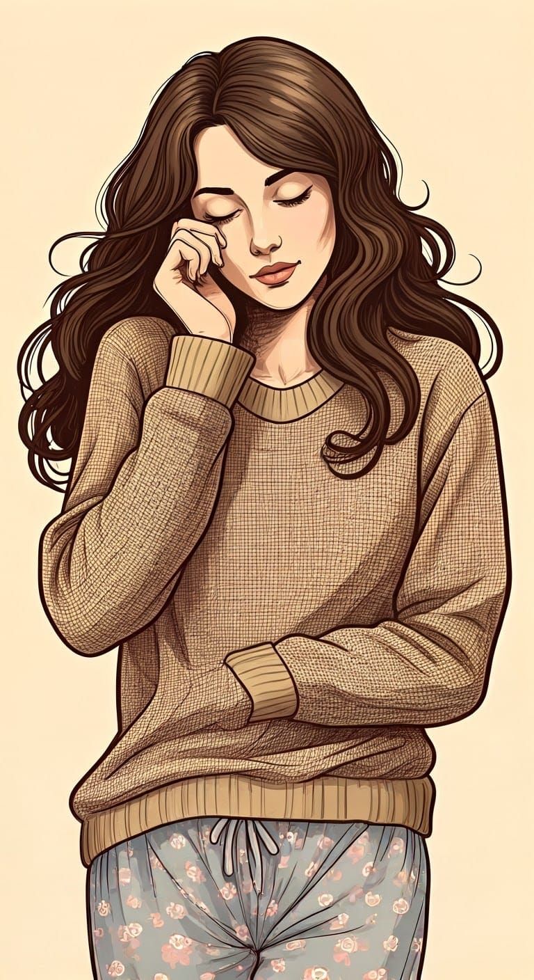 Woman Wakes in Sunlight, Art Nouveau Style