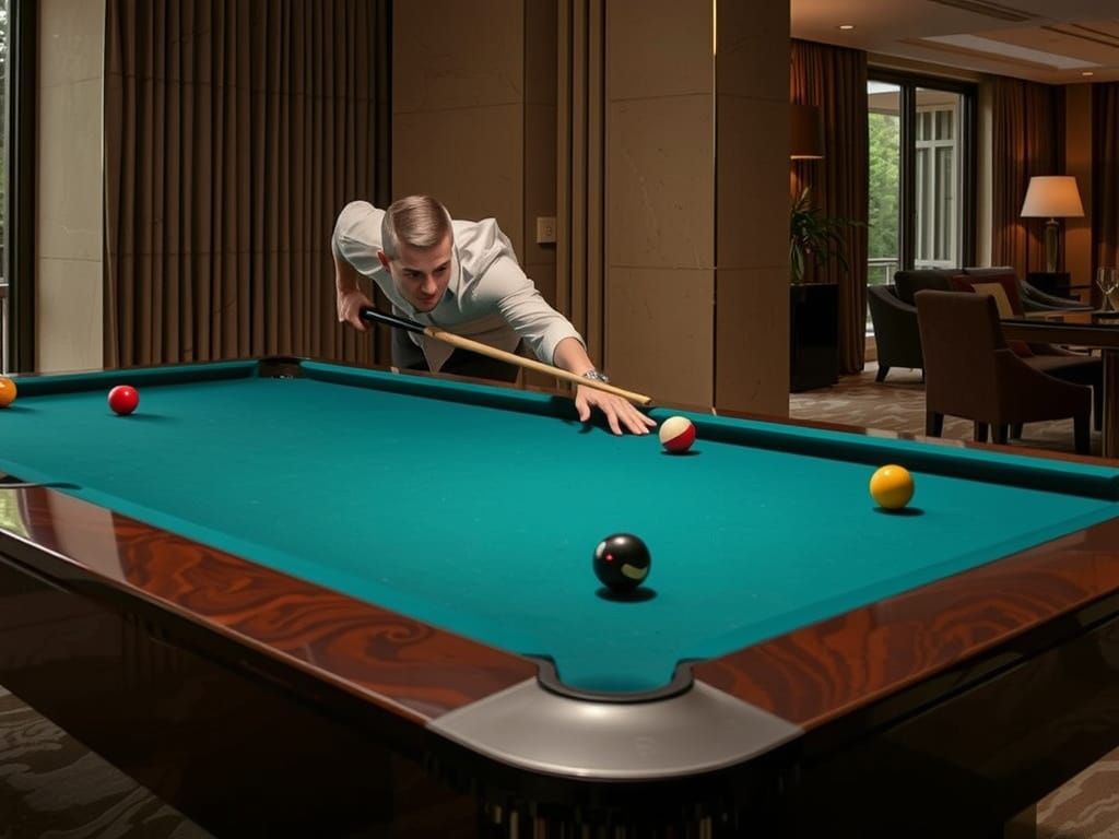 High-Roller Pool Player in Luxury Hotel Ambiance