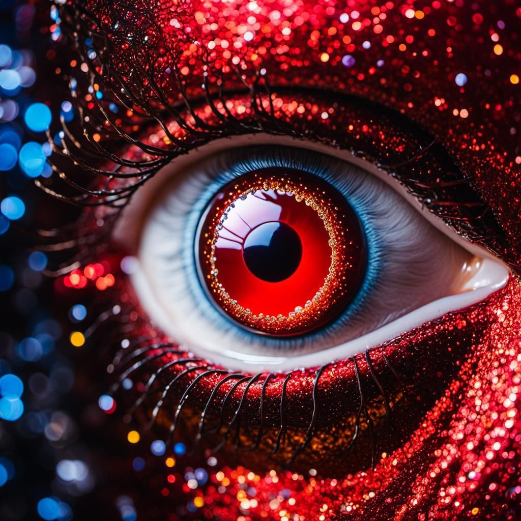 Surreal Eye with Liquid Acrylic and Glitter