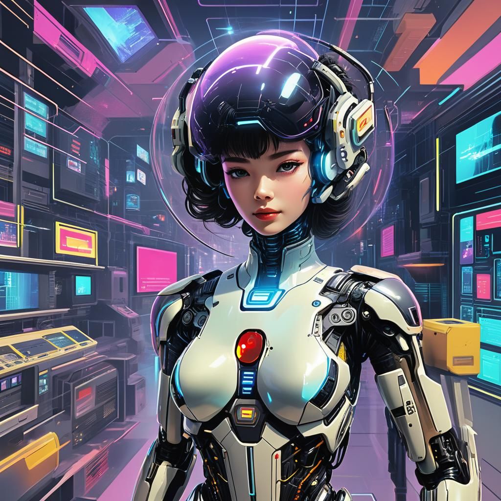 Augmented Reality Cityscape in Retrofuturism Style