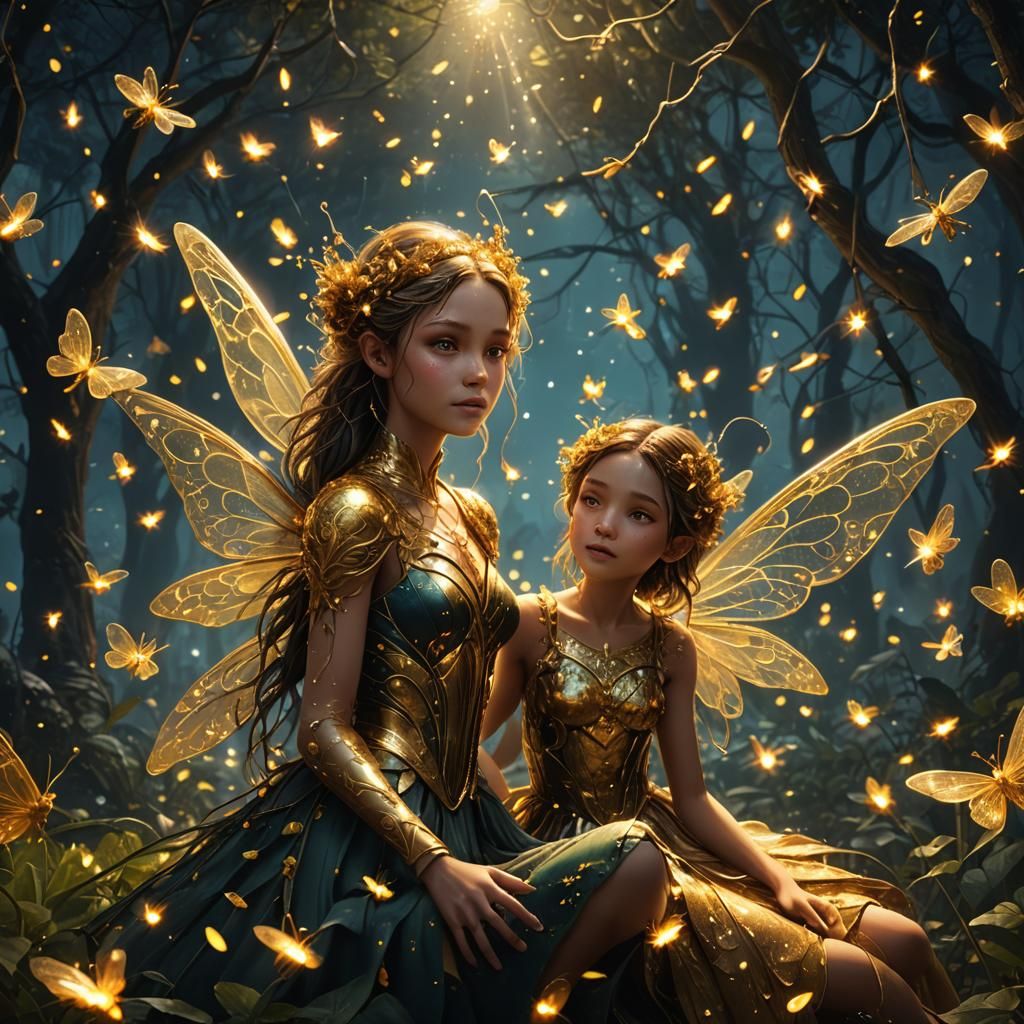 Golden Fairy in a Firefly Fantasy