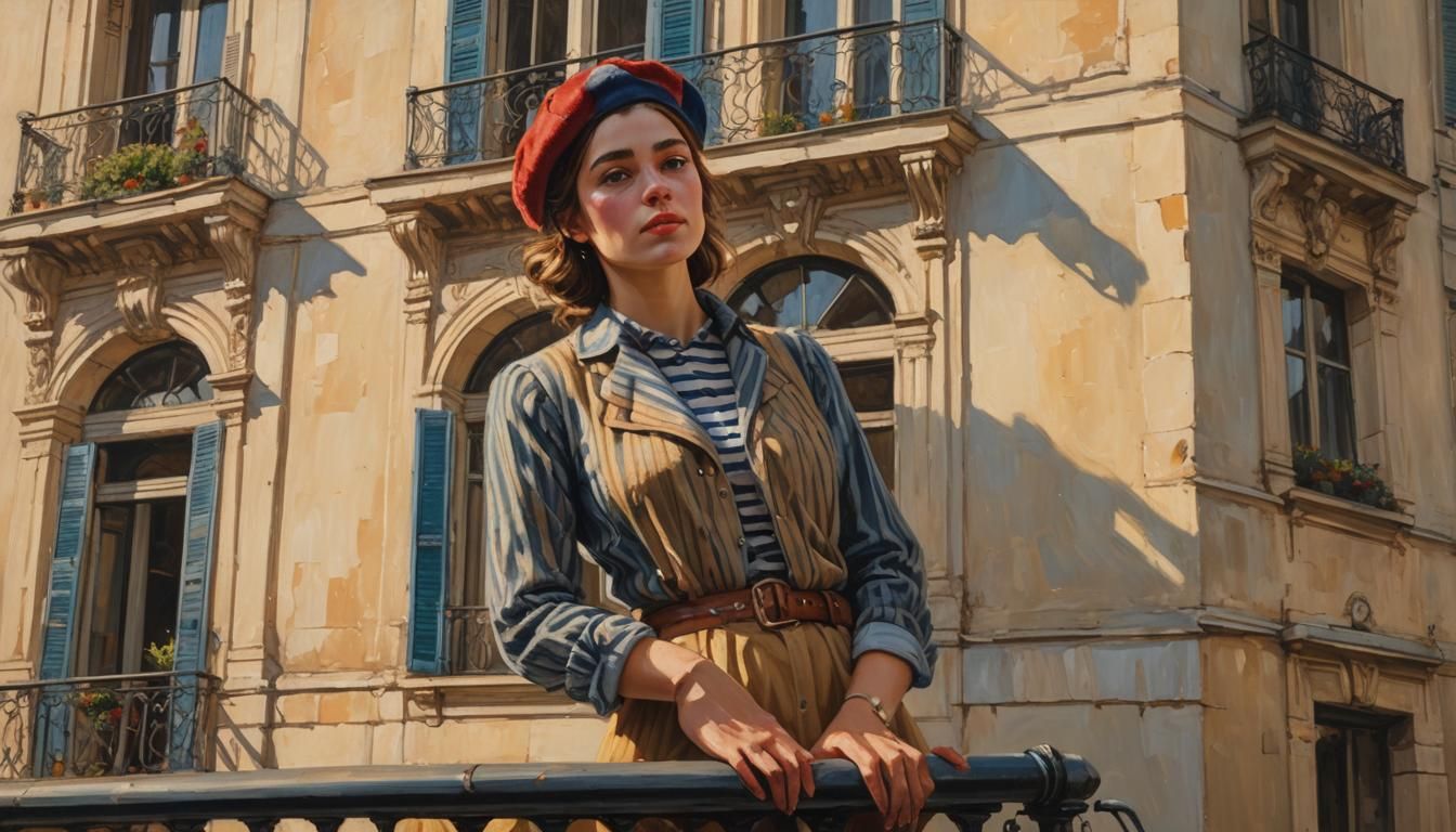 Parisian Woman in Oil Painting with Impasto Brushstrokes