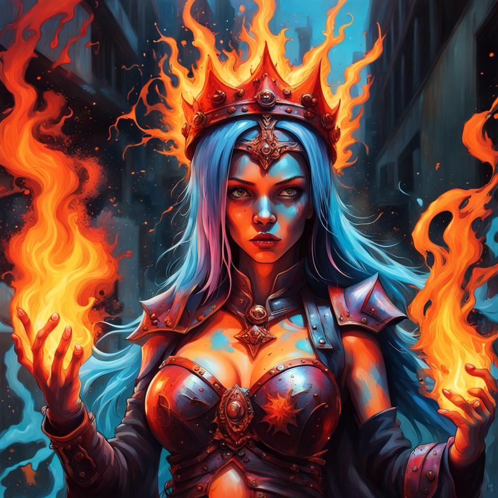 Fire Witch Burning in Graffiti Street Art