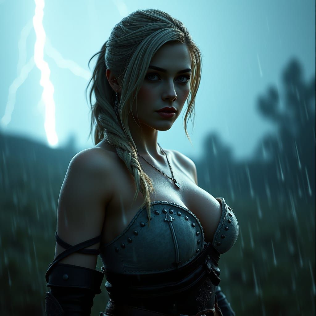 Ethereal Ciri Basks in Cinematic Rainy Atmosphere