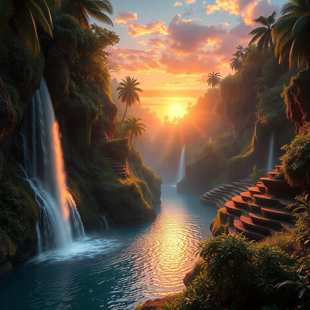 Breathtaking Tropical Oasis in Vibrant Colors