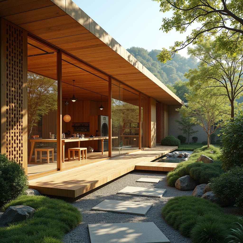 Futuristic Woodworking School with Japanese Joinery