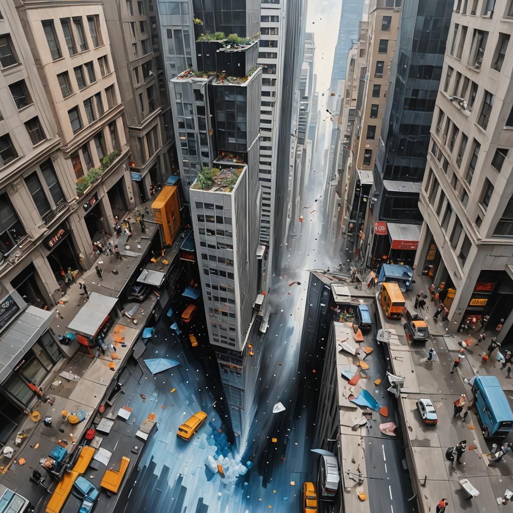 Skyscraper Illusion: 3D Street Art in the City