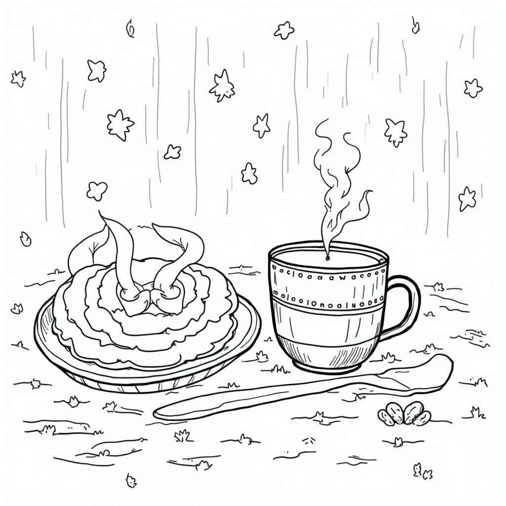 Cozy Hygge Coloring Scene