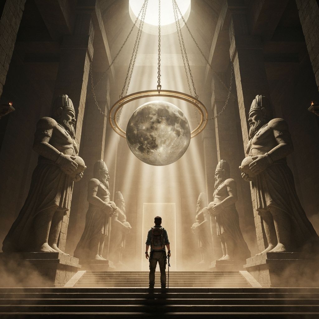 Mystical Temple with Celestial Sphere in Sci-Fi Style