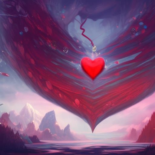 Red Heart Filled With Determination: Digital Art