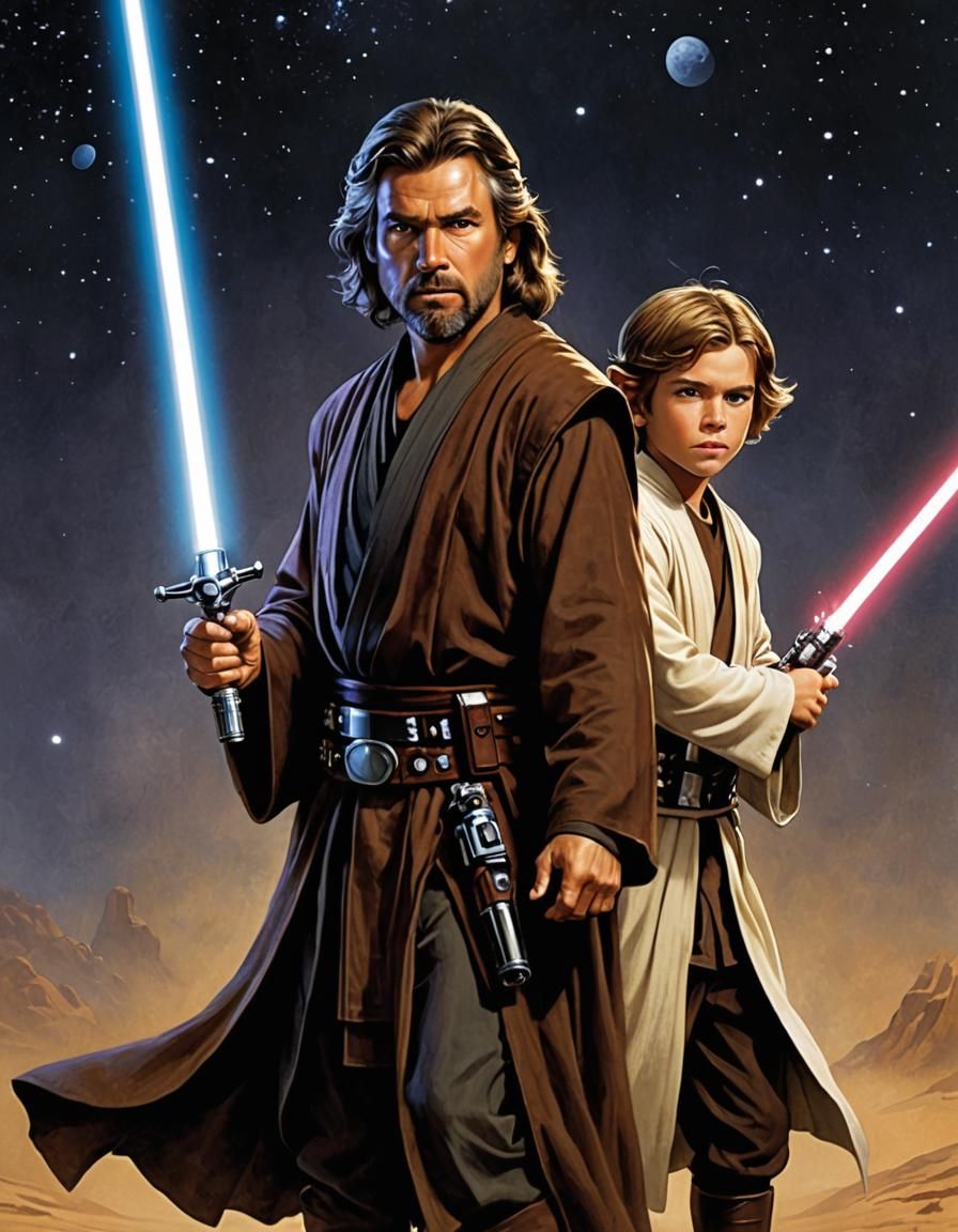 Jedi Master and Apprentice in Action