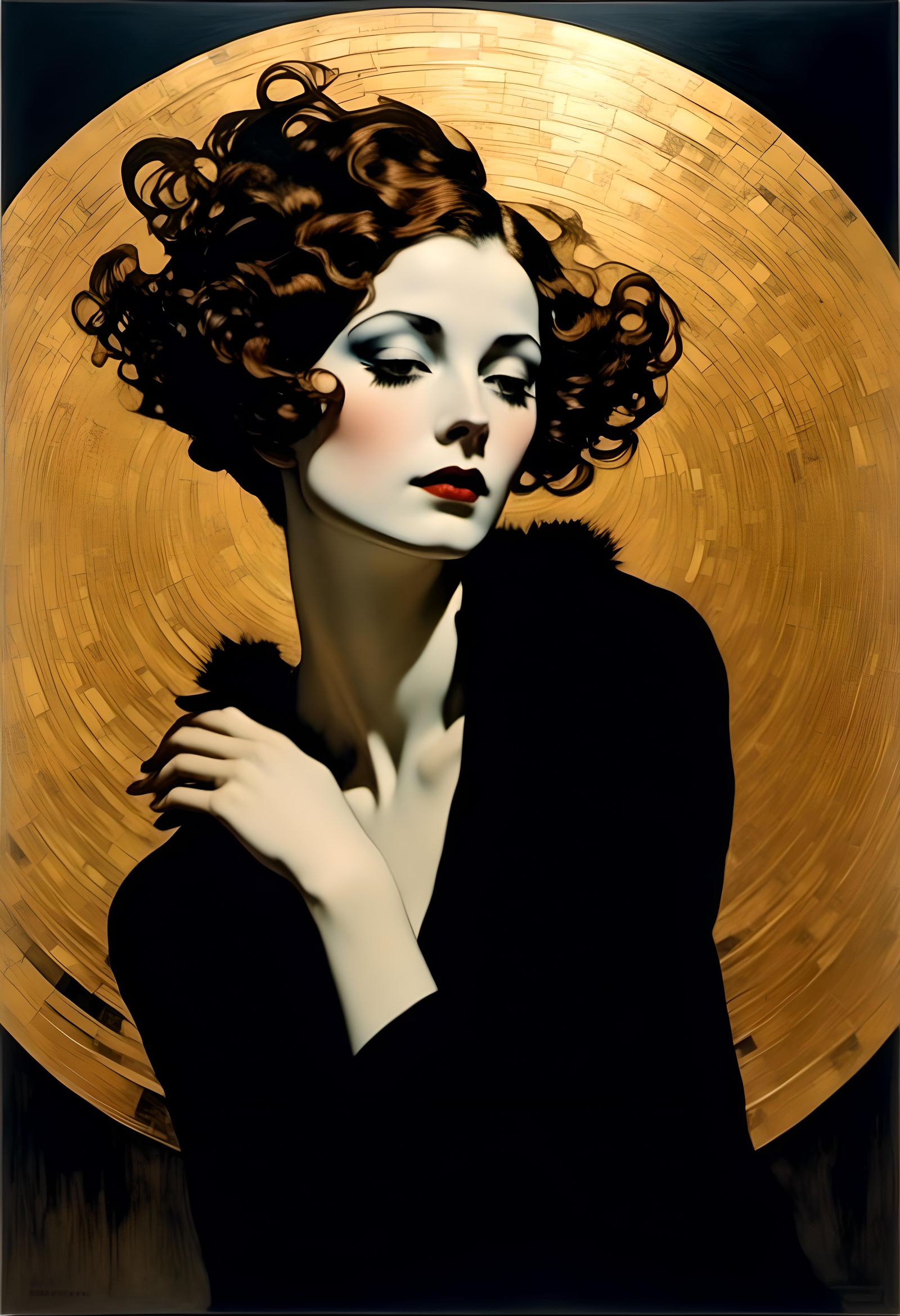 Psychedelic Jazz Age Woman Portrait in Art Nouveau Style
