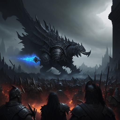 Dark barbarian battle with beast