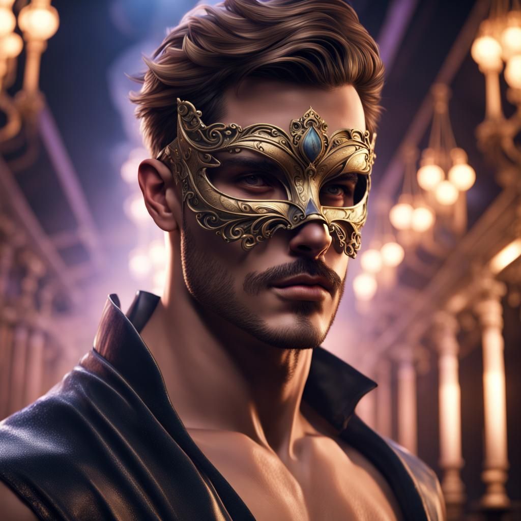Masquerade Masked Man in Detailed Digital Painting
