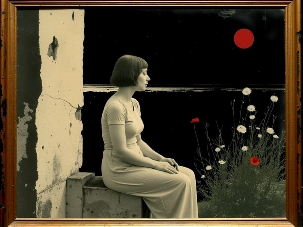 Surreal Poppy Field at Dusk, Flat Perspective