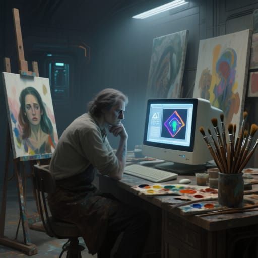 AI art and a real, live painter