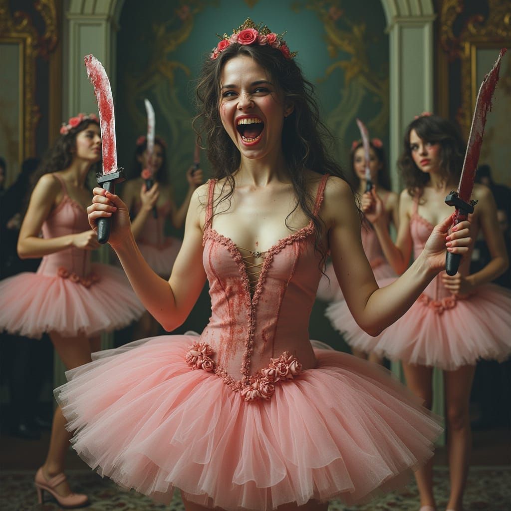 Disturbing Ballerina in Gothic Vampire Banquet Hall