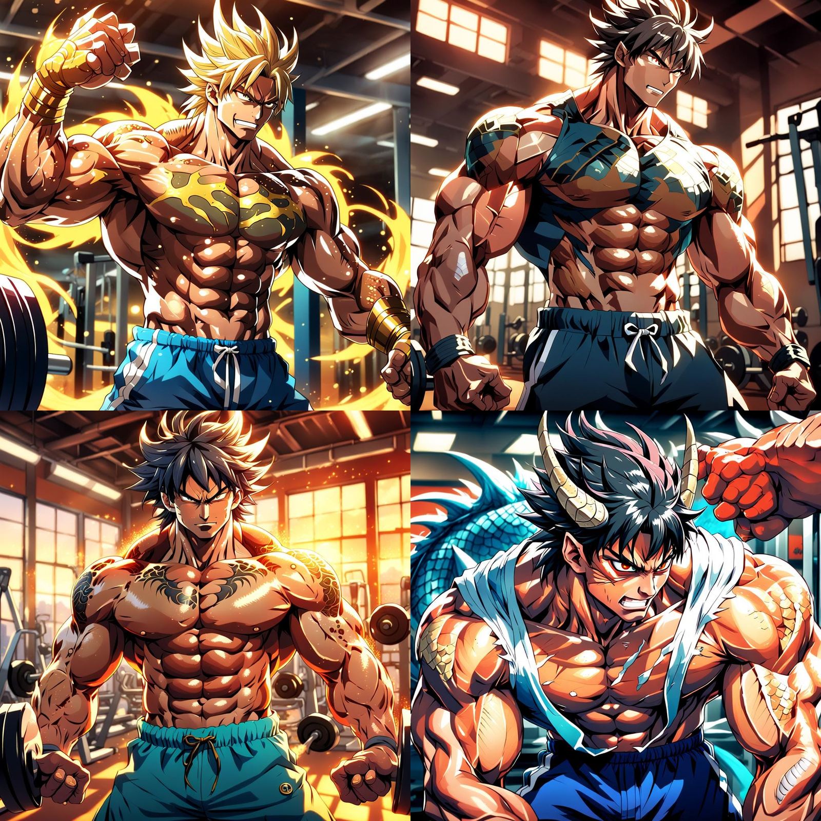Dragon Shiryu Muscular Anime Gym Training