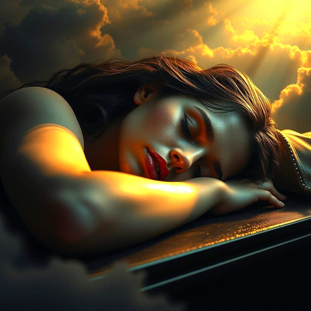 Ethereal Mourner in Golden-Hued Twilight