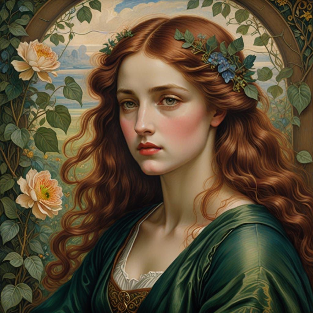 Pre-Raphaelite Portrait of a Longing Woman