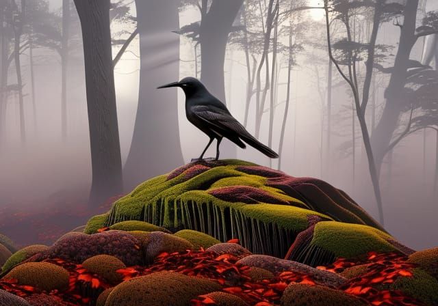 Sinister Crow in Detailed Fantasy Style