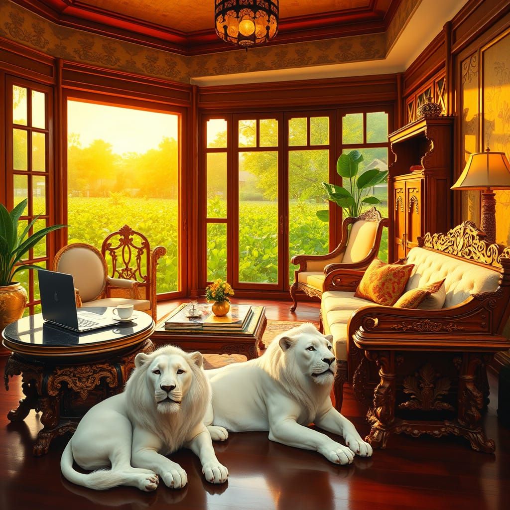 Elegant Thai-Inspired Workspace in a Lush Orchard