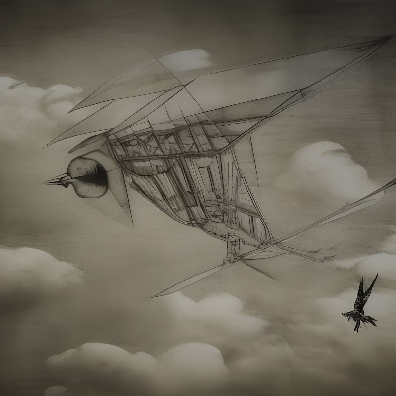 Hyper-Detailed Paper Airplane in Da Vinci Style