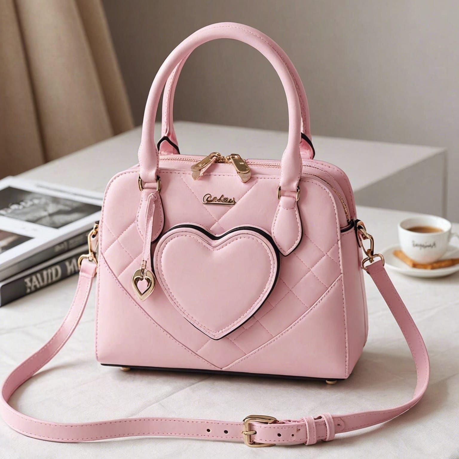 Adorable Pink Handbag with Sweetheart Details