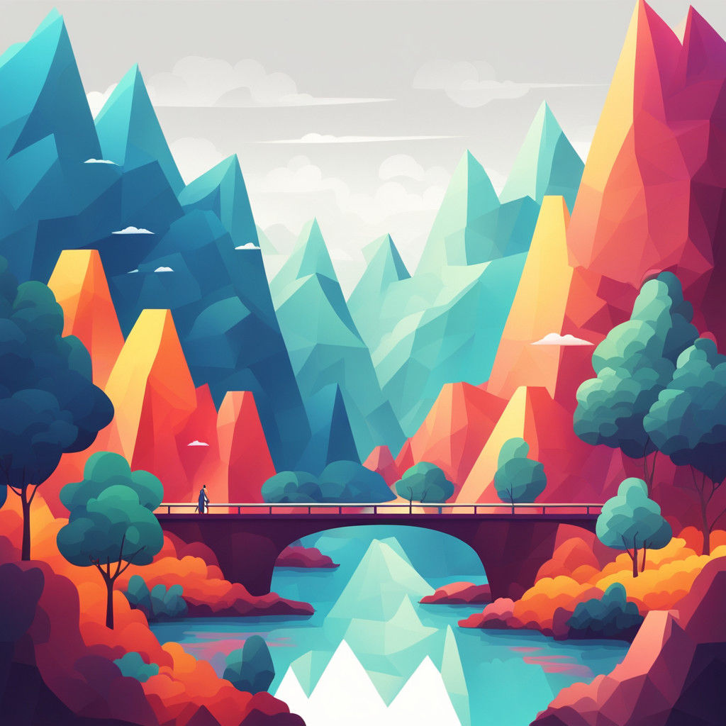 Multicolored Bridge in Vibrant Landscape