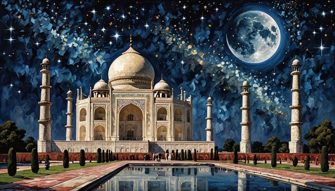 Taj Mahal Under Starlit Sky, Luminism Photography