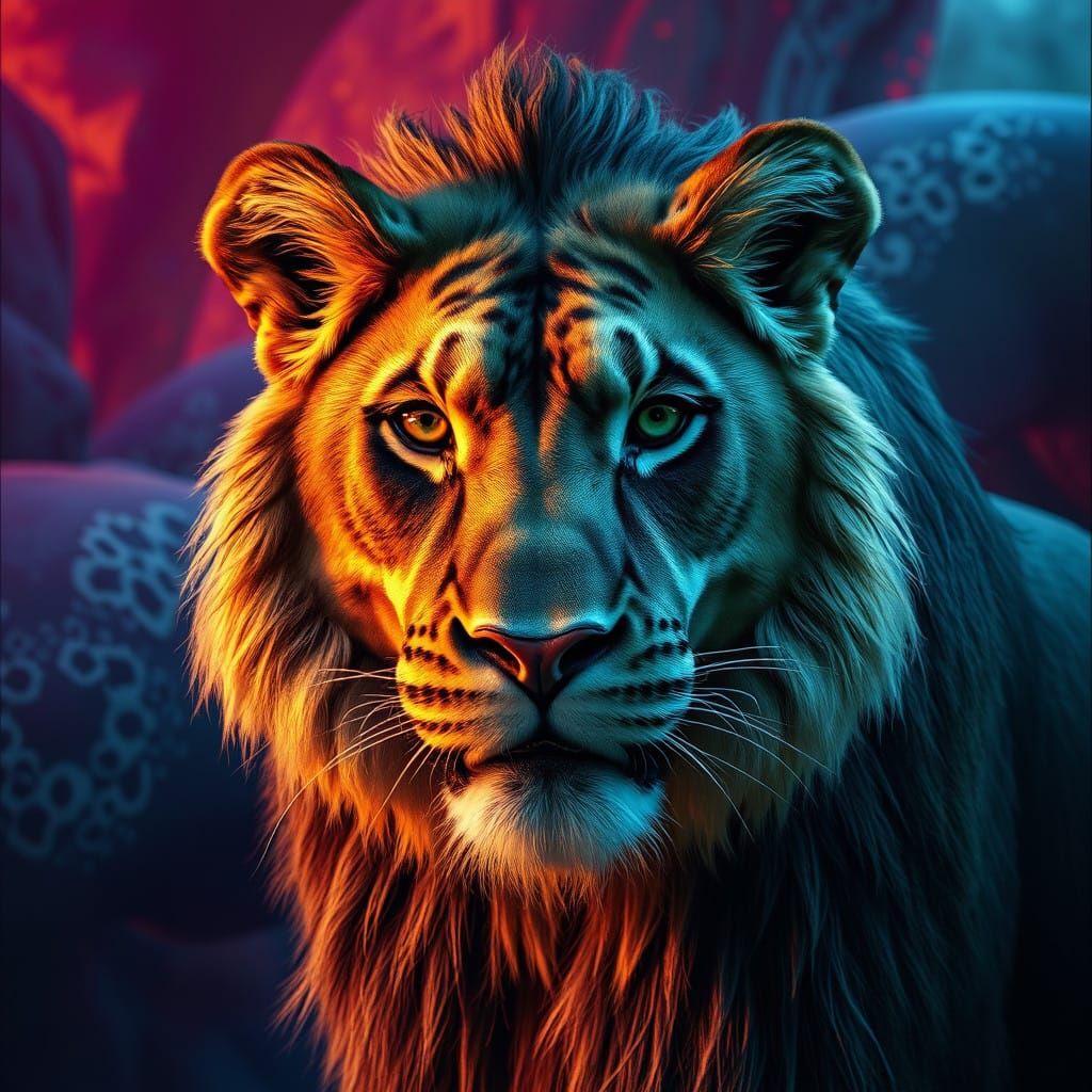 Majestic Hyperrealistic Animal in Colorful Depth