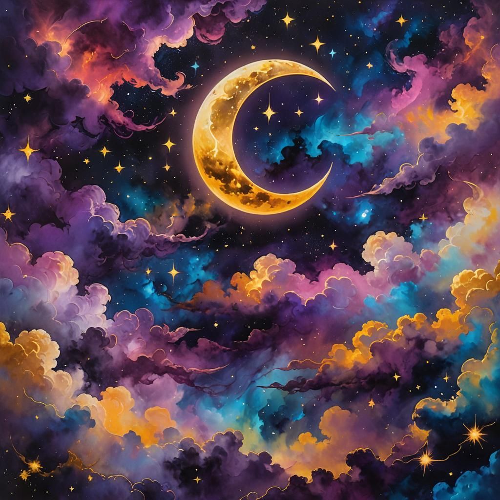 Surreal Starry Night with Zaffre Nebulae