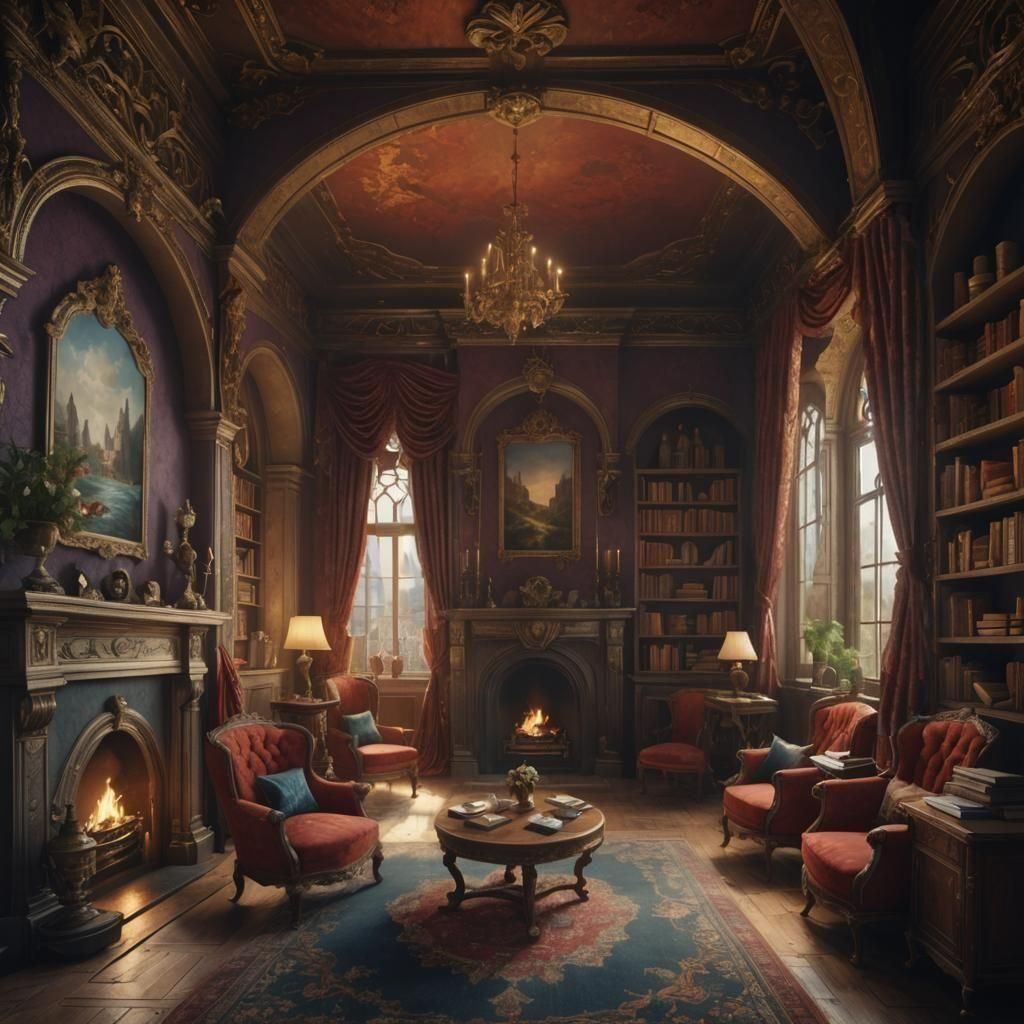 Fantastical Sitting Room with Heavy Curtains