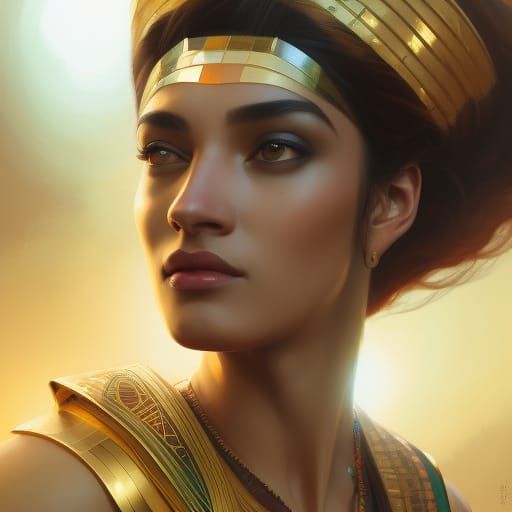 Egyptian Woman Portrait in Hyperdetailed Digital Art