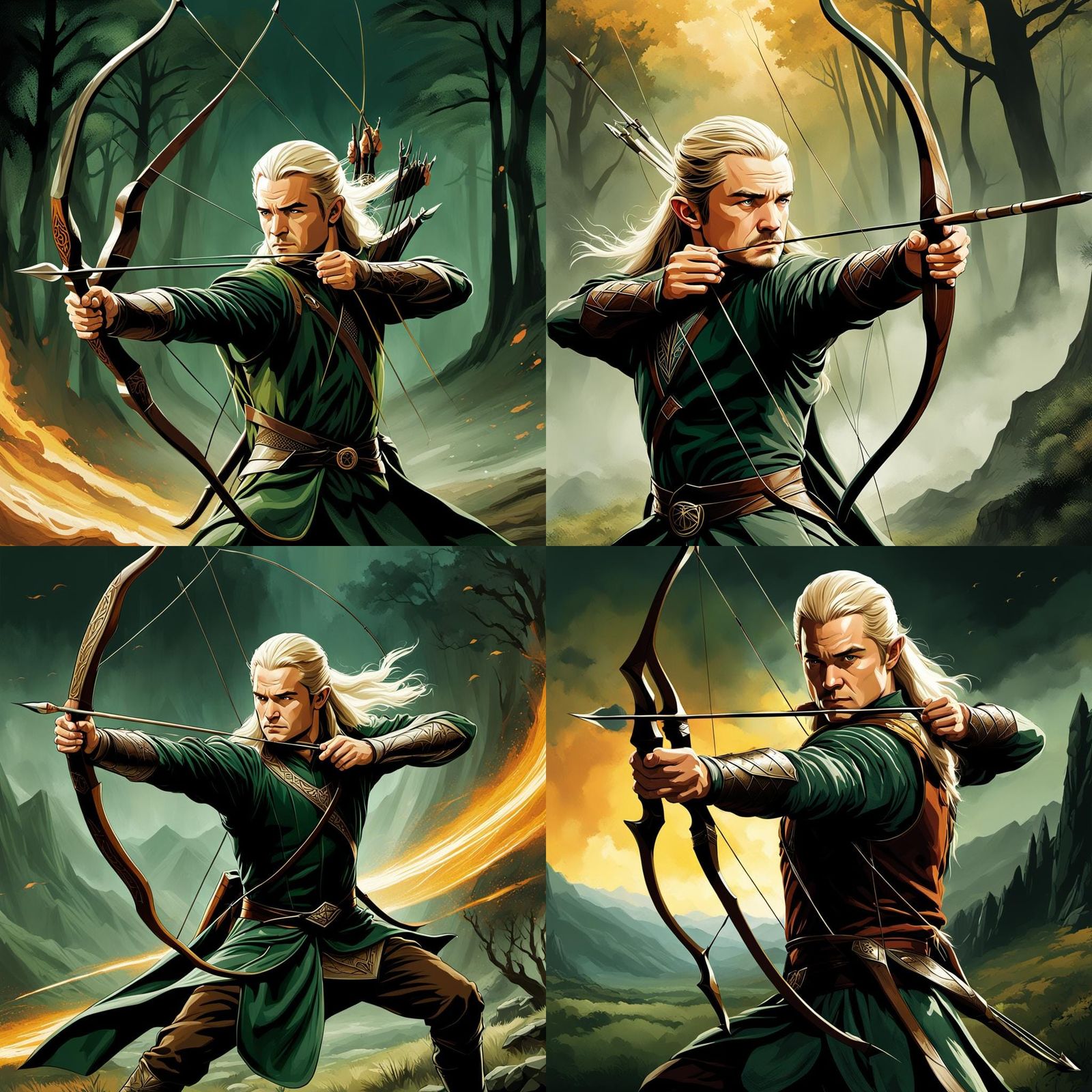Legolas Archer Illustration in Movie Poster Style