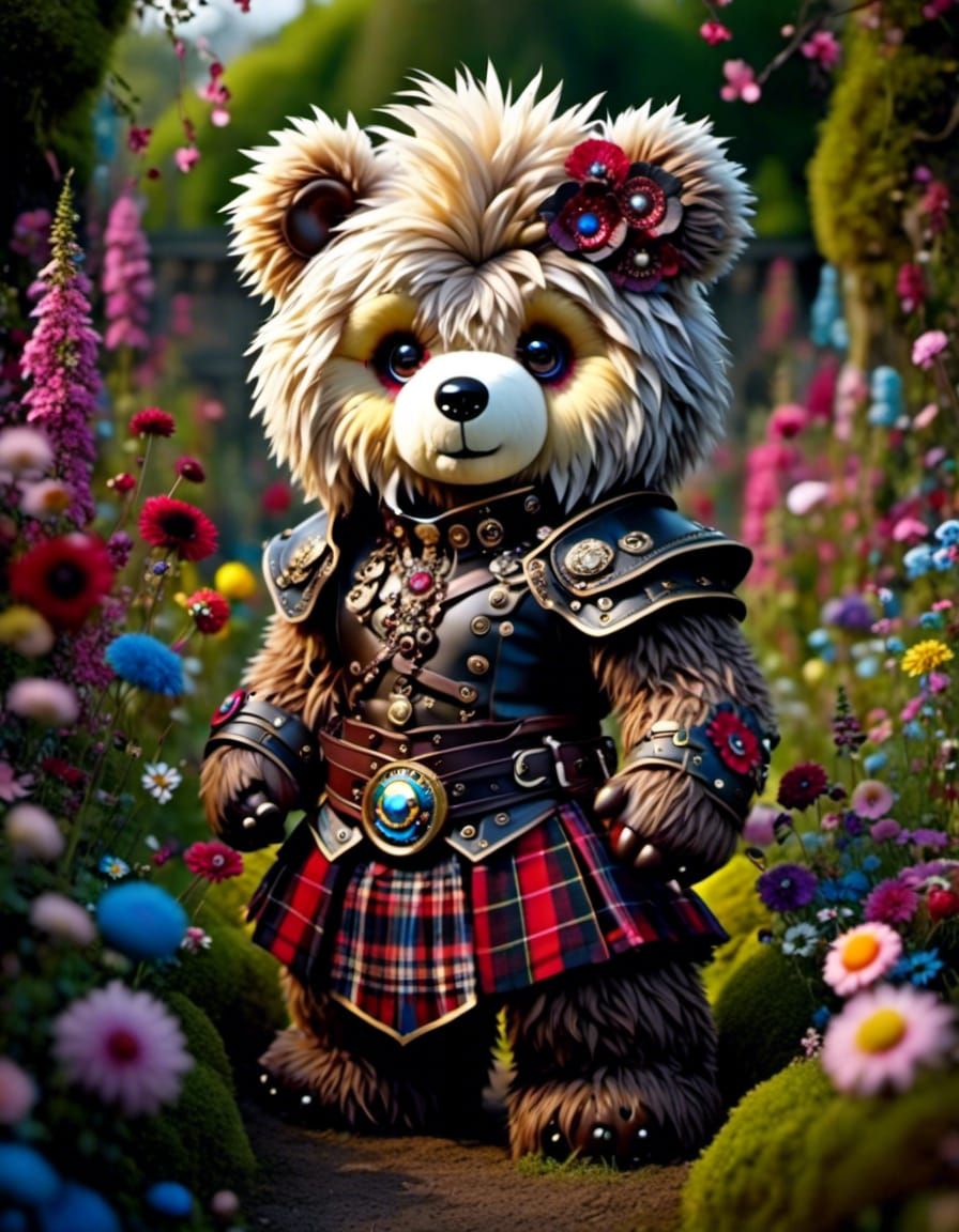 High Fantasy Teddy Bear in Rococo Punk Style