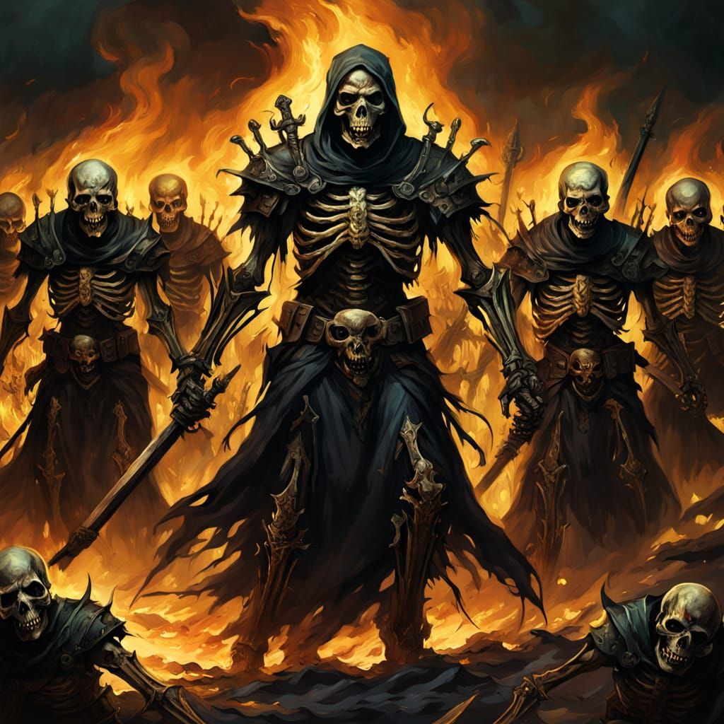 Undead Army Marches from Hell in Ominous Oil Painting