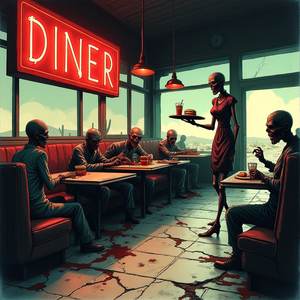 Zombie Diner in Tartakovsky Animation Style