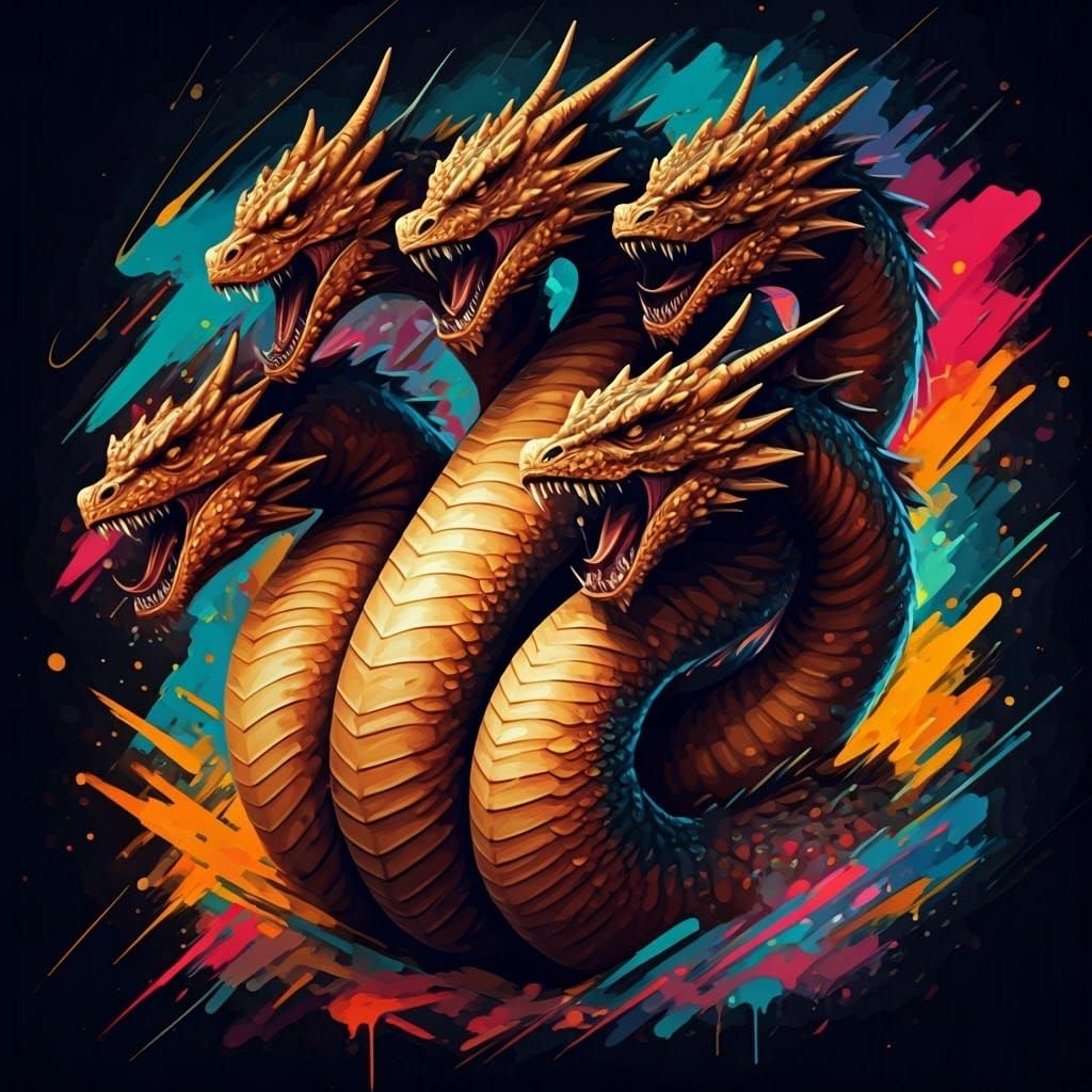 Mythical Hydra Emerges from Urban Graffiti