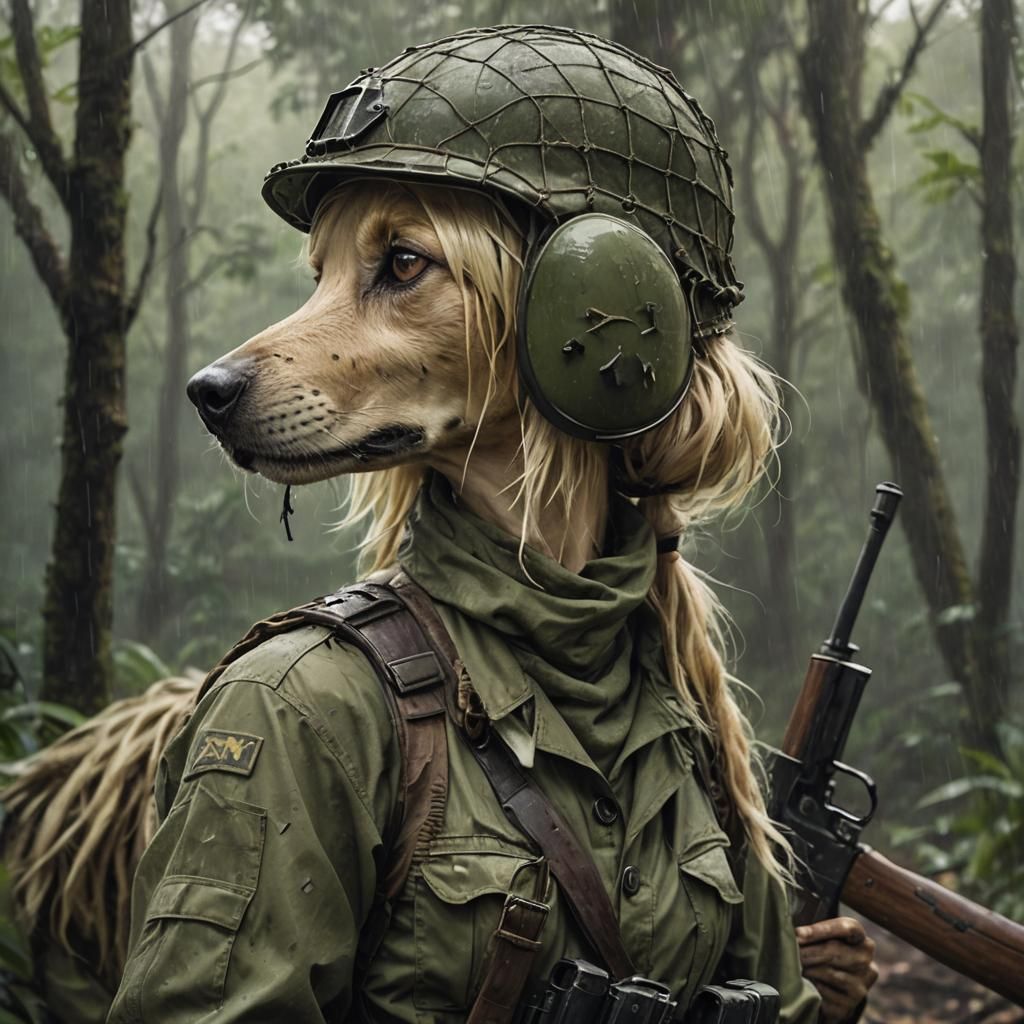 Canine Soldier in Vietnam Jungle