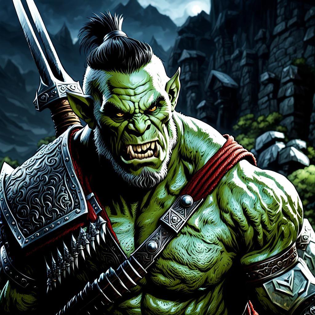 Dynamic Orc Marauder in Dark Ambiance