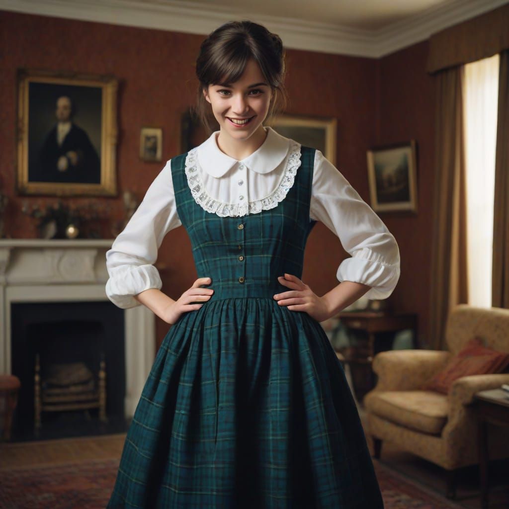 Embarrassed Guy Crossdressing in Dress, Woman Lifts Skirt