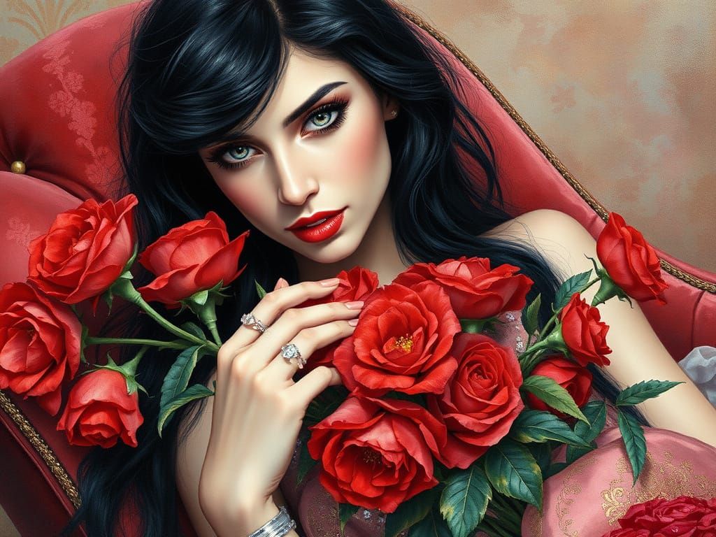 Glamorous Valentine's Day Portrait in Klimt Style